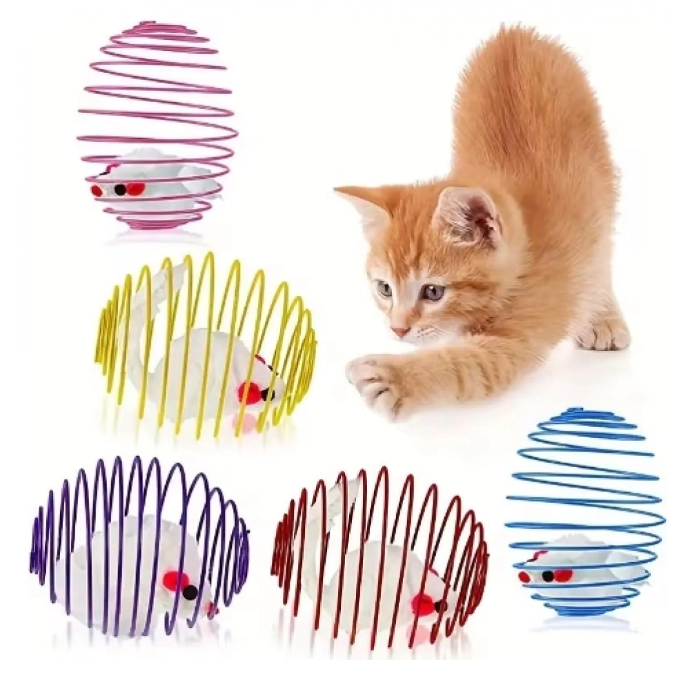 Cat Toy Balls Funny Stretchable Kitten Springs Toys Interactive Caged Rats Rolling Cat Balls Random Color Cat Accessories Pet