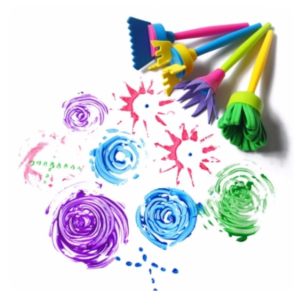 DIY Flower Graffiti Sponge Art Supplies Brushes Seal Painting Tools Funny Drawing Toys Funny Creative Toy For Children 4 Pcs/set