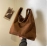 Vintage Women's Bag Large Capacity Suede Shoulder Bag Solid Color Simple Casual Commuter Bag