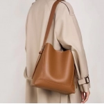 100% Genuine Leather Women Shoulder Bag Large Capacity Cowhide Bucket Bags Fashion Casual Female Crossobdy Bag