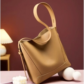 100% Genuine Leather Women Shoulder Bag Large Capacity Cowhide Bucket Bags Fashion Casual Female Crossobdy Bag