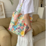 Large Capacity Shoulder Bag Fashion Vintage Floral Cotton Fabric Shopping Bags Handbags Book Bag Ladies